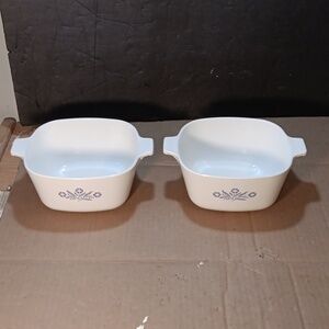 (2) 1 3/4 Qt. Corningware Casseroles Blue Cornflower Pattern No Lods